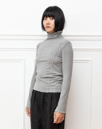 Baserange AW26 - Omato Turtleneck - Organic Cotton Rib - Elie grey 