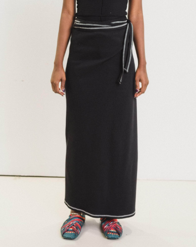 Baserange PF25 - Brig Skirt - Ribbed Organic Cotton Jersey - Black