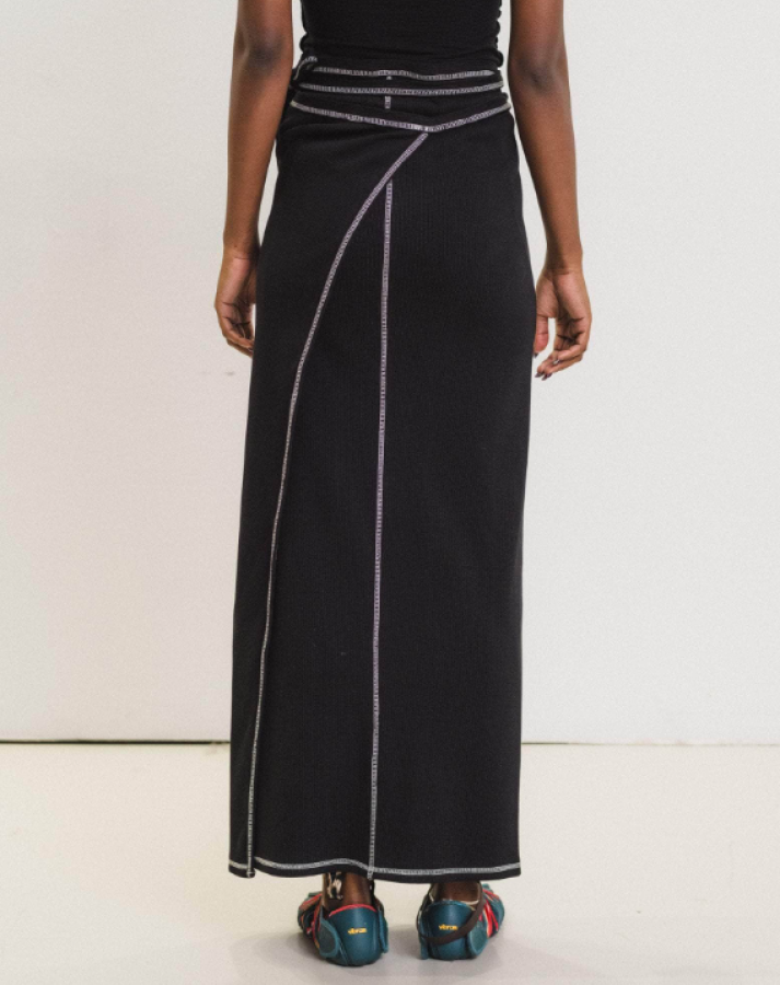 Baserange PF25 - Brig Skirt - Ribbed Organic Cotton Jersey - Black
