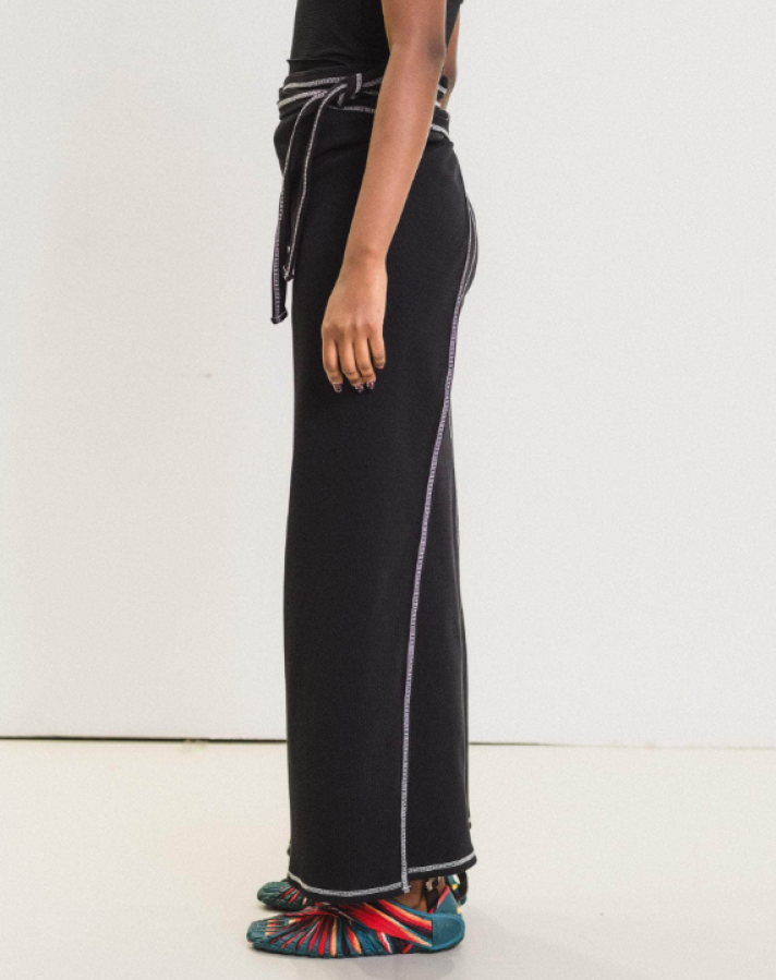Baserange PF25 - Brig Skirt - Ribbed Organic Cotton Jersey - Black
