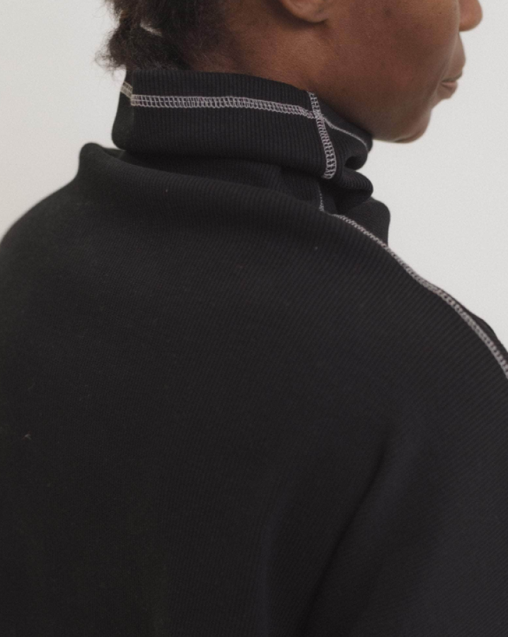 Baserange PF25 - Camer Turtleneck - Organic Cotton Rib - Black