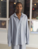 Baserange PF25 - Claude Shirt - Organic Cotton Poplin - Blue strip