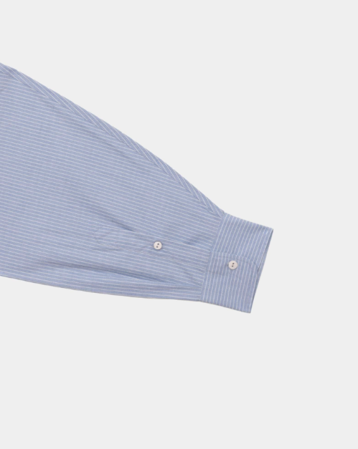 Baserange PF25 - Claude Shirt - Organic Cotton Poplin - Blue strip