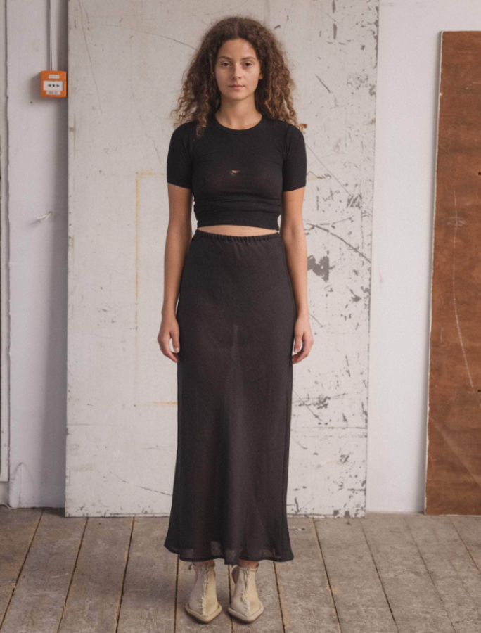 Baserange SS26 - Dydine Skirt - Fine Linen - Black
