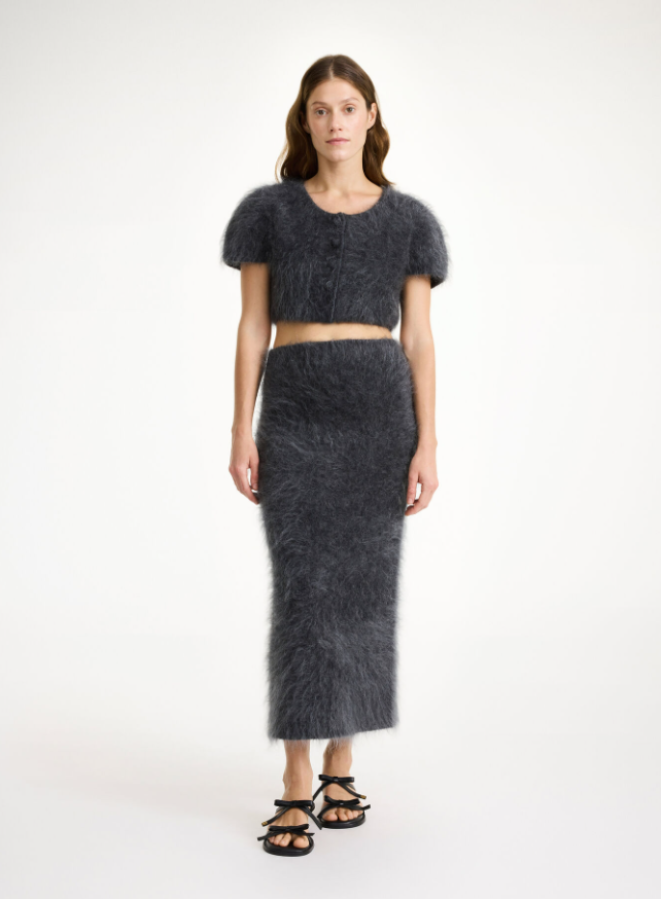 By Malene Birger AW24 - Estille midi skirt - JET GREY