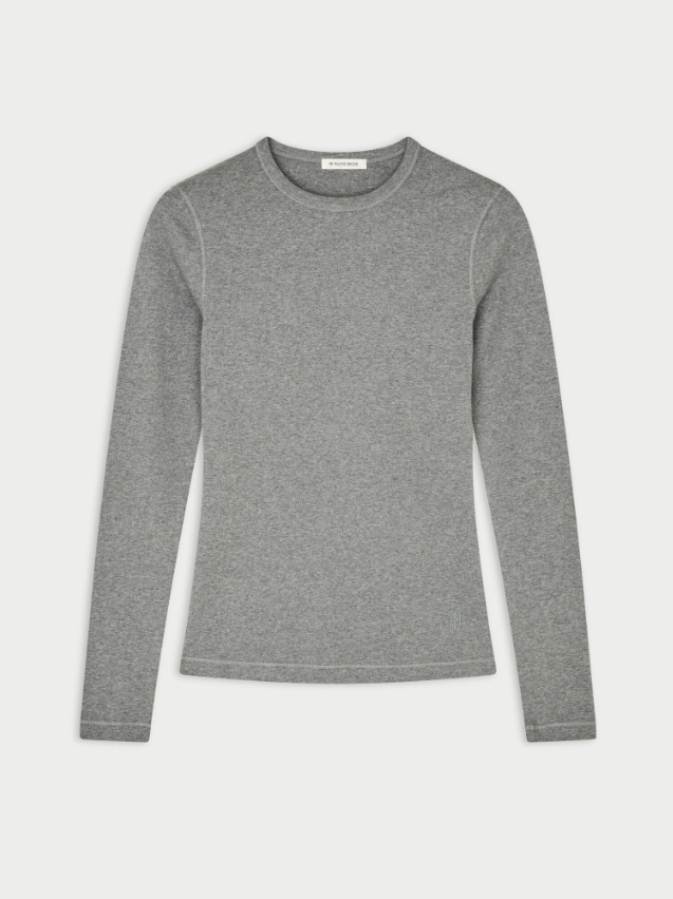 By Malene Birger AW26 - Brita Flat organic cotton long-sleeved - Grey Melange By Malene Birger AW26 - Brita Flat organic cotton long-sleeved - Grey Melange