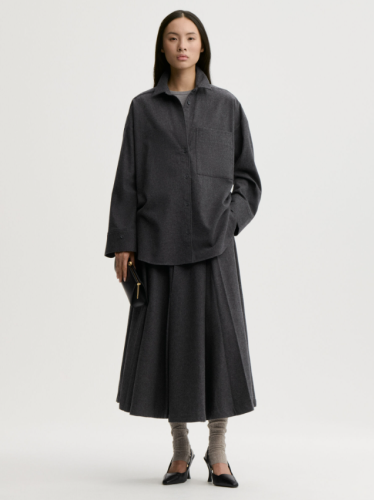 By Malene Birger AW26 - Eden organic cotton maxi skirt - Dark grey melange