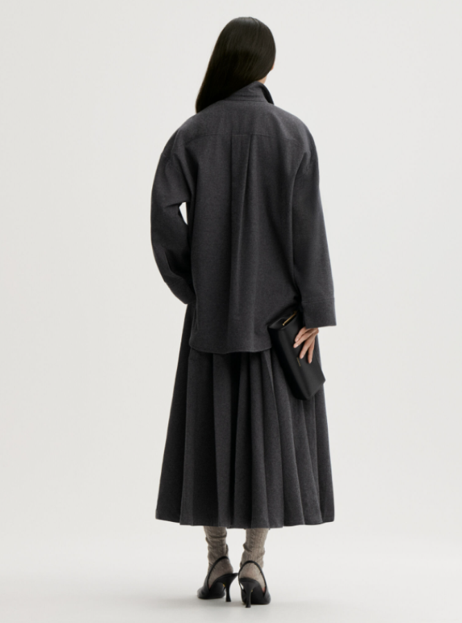 By Malene Birger AW26 - Eden organic cotton maxi skirt - Dark grey melange By Malene Birger AW26 - Eden organic cotton maxi skirt - Dark grey melange