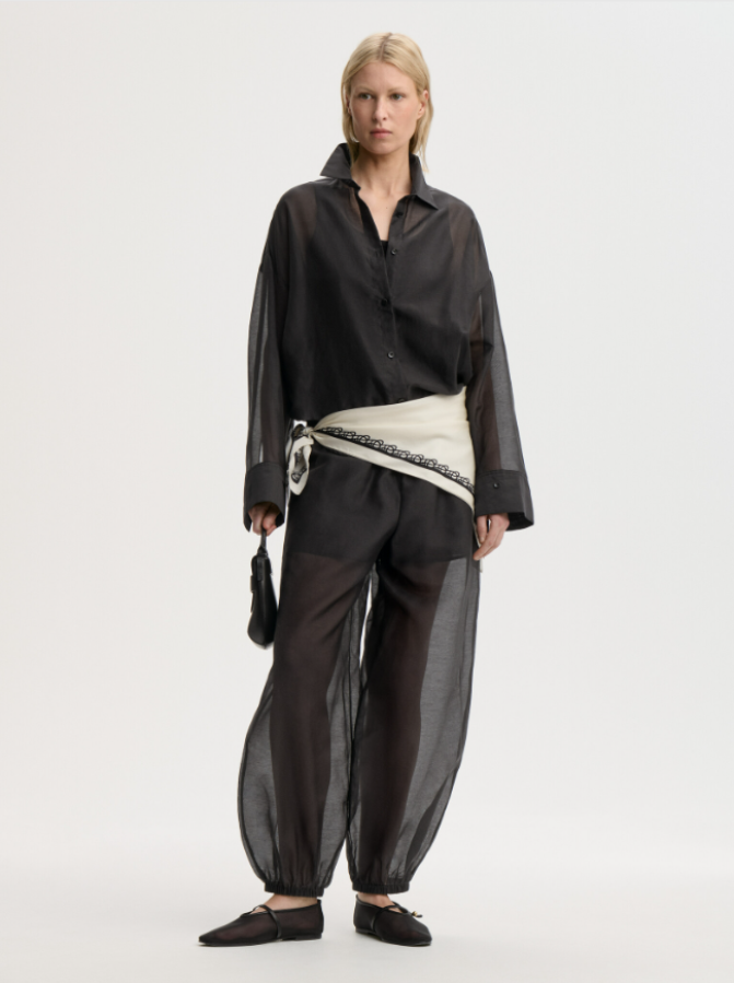 By Malene Birger PF26 - Lumas silk organza trousers - Black