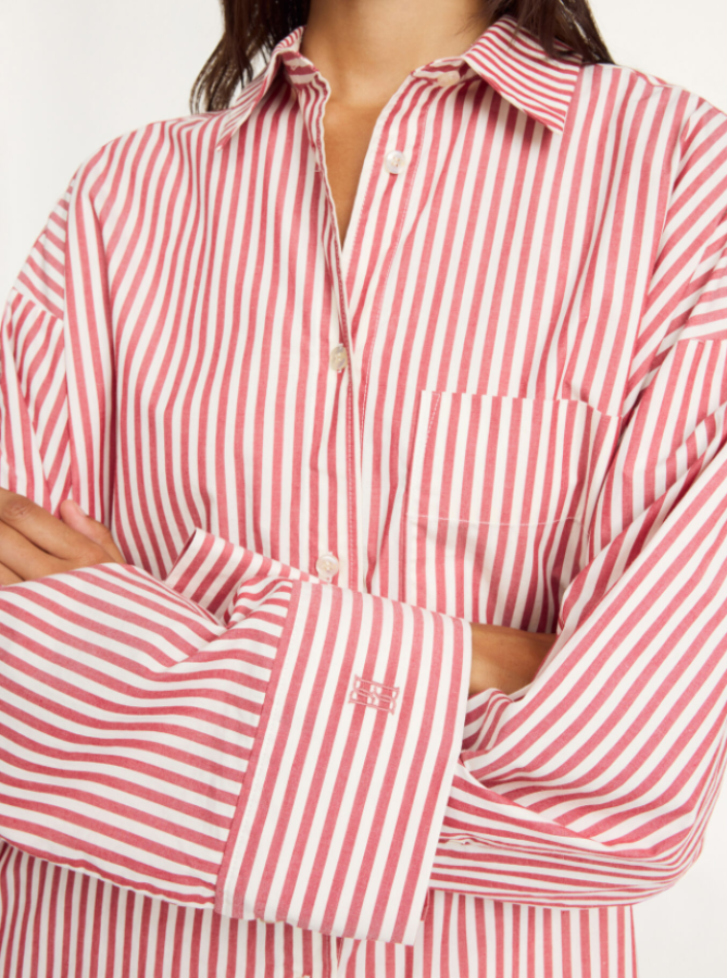 By Malene Birger PS25 - Derris organic cotton shirt - Red white strip