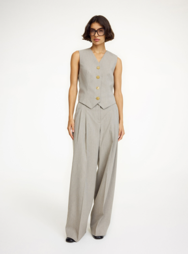 By Malene Birger SS25 - Cymbaria trousers - Grey Brown Melange