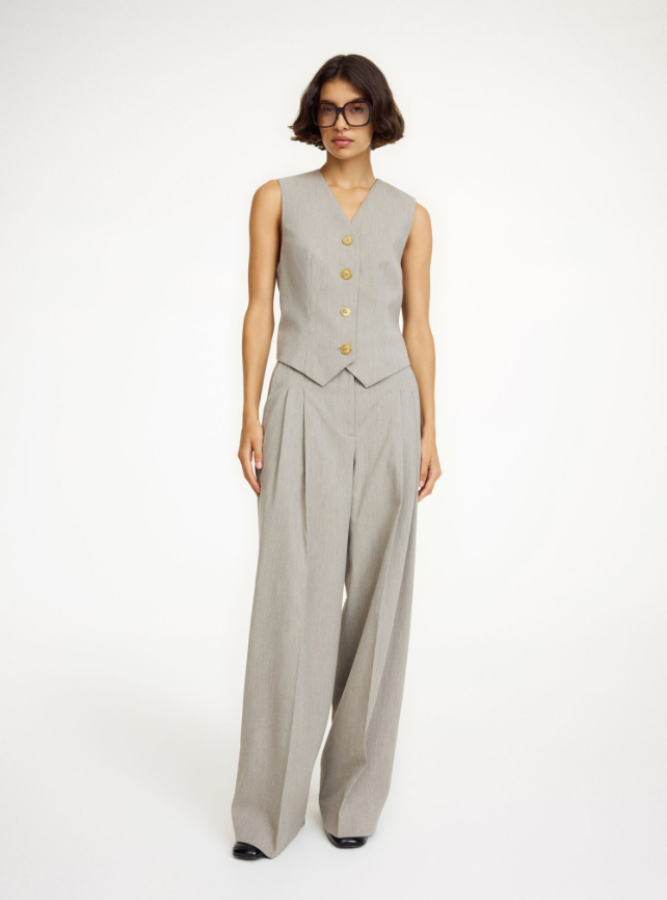 By Malene Birger SS25 - Cymbaria trousers - Grey Brown Melange