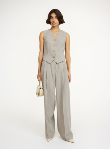 By Malene Birger SS25 - Occa waistcoat - Grey Brown Melange