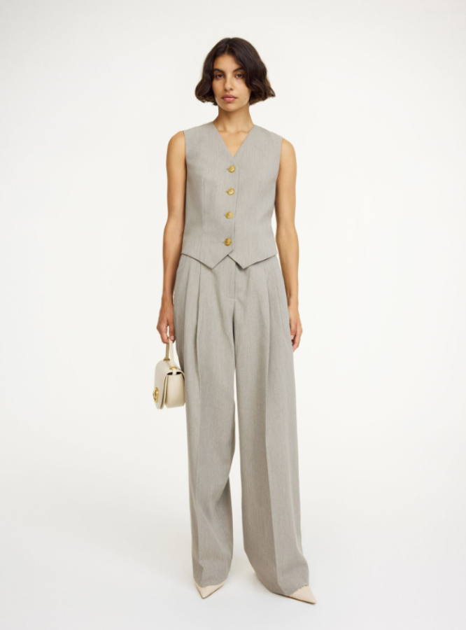 By Malene Birger SS25 - Occa waistcoat - Grey Brown Melange