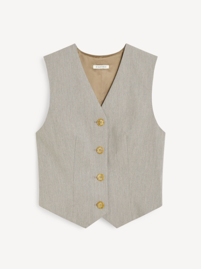 By Malene Birger SS25 - Occa waistcoat - Grey Brown Melange