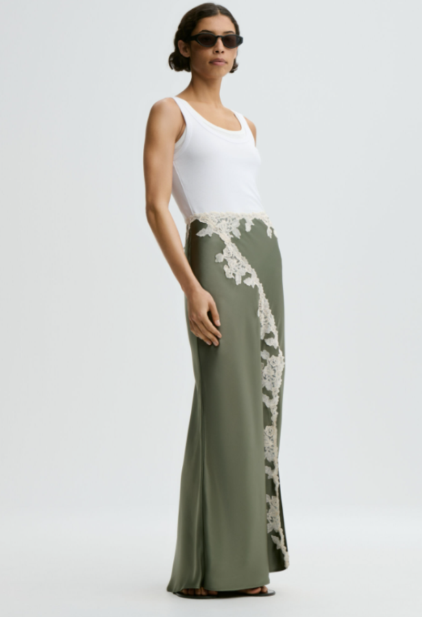 By Malene birger SS26 - Erika maxi skirt - Deep Lichen Green