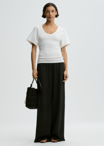 By Malene Birger SS26 - Pisca Weave wide-leg trousers - Black