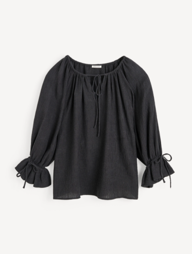 By Malene birger SS26 - Rose Weave blouse - Black