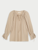 By Malene Birger SS26 - Rose Weave blouse - Dark Sand
