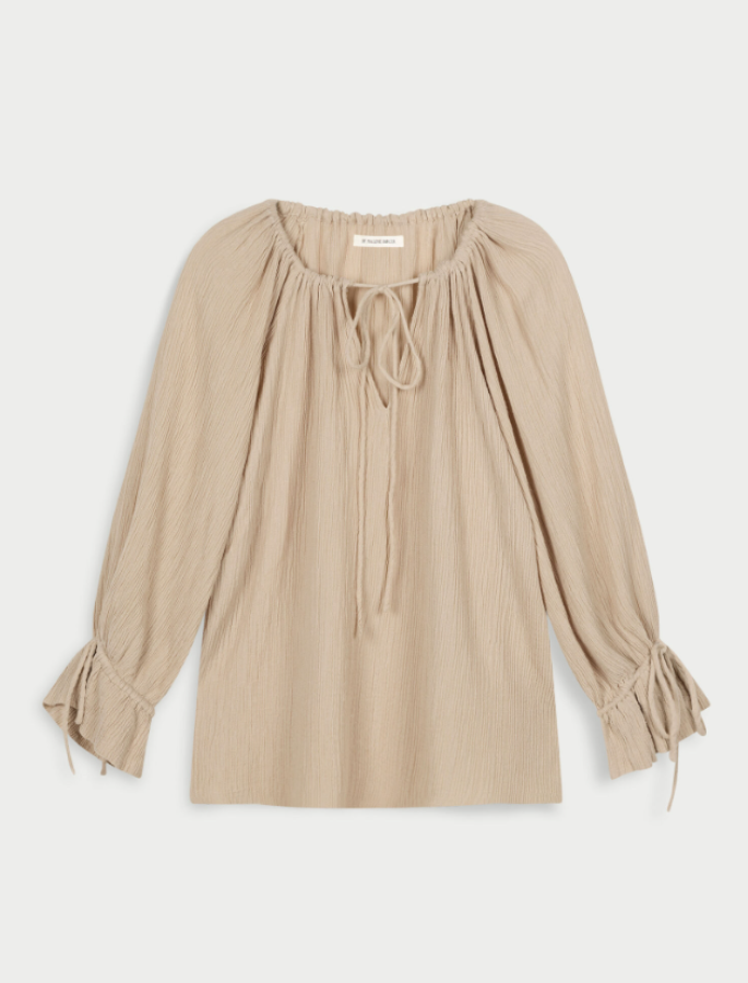 By Malene Birger SS26 - Rose Weave blouse - Dark Sand