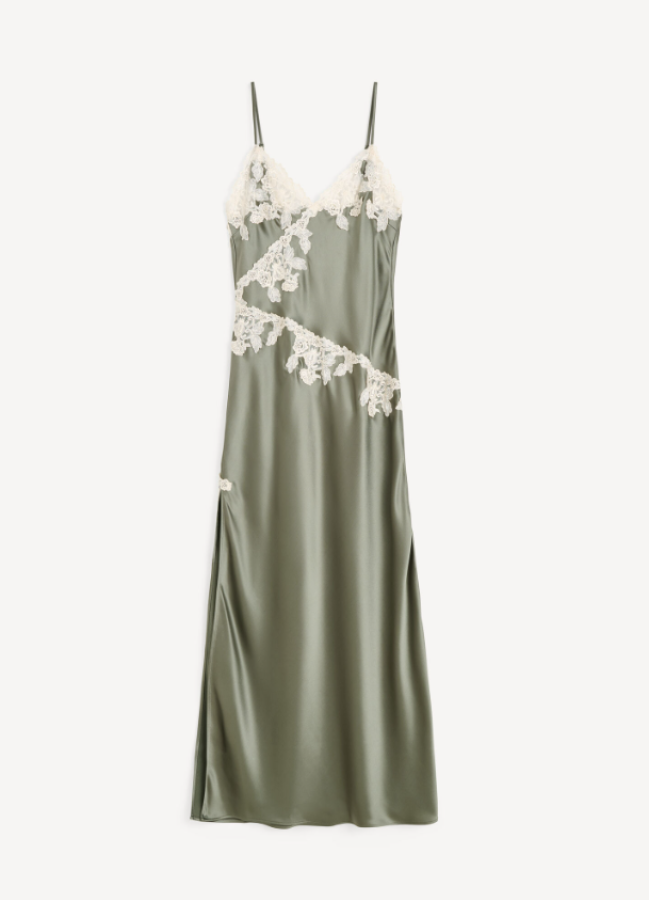By Malene birger SS26 - Vera satin maxi dress - Deep Lichen Green