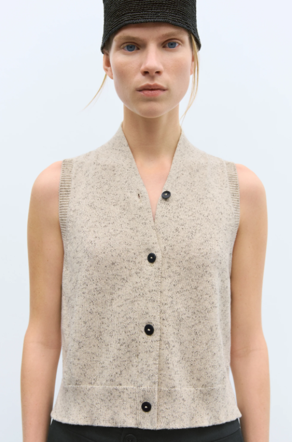 CORDERA PF25 - FLECKED COTTON VEST NATURAL