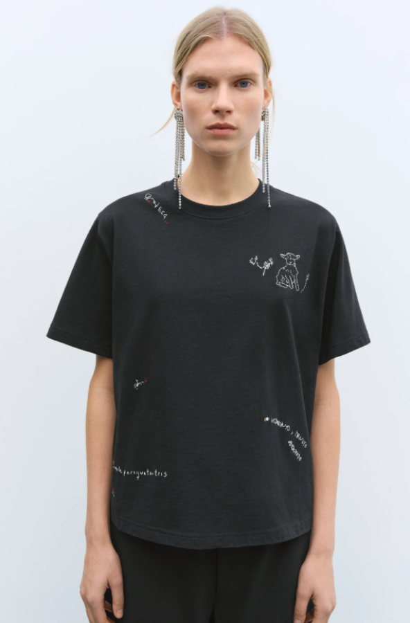 CORDERA PF25 - INSTANTE EMBROIDERED T-SHIRT BLACK
