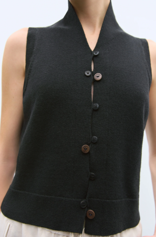 CORDERA PF25 - MERINO WOOL WAISTCOAT BLACK