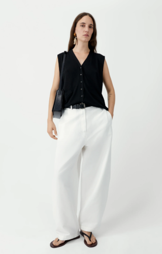 Cordera SS26 - Cotton & linen curved pants - White