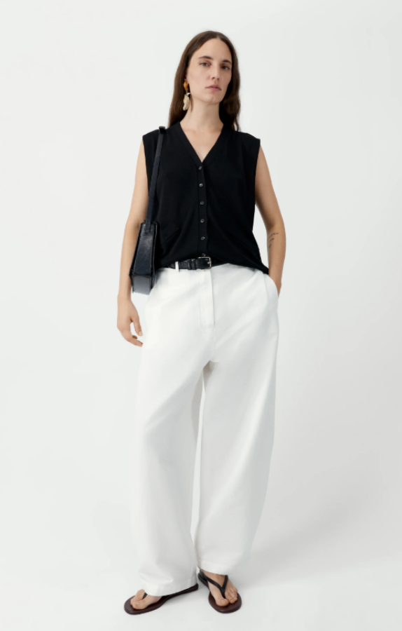 Cordera SS26 - Cotton & linen curved pants - White