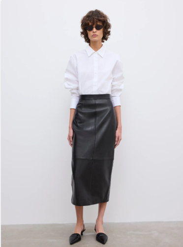 Dagmar SS26 - Leather midi skirt - Black