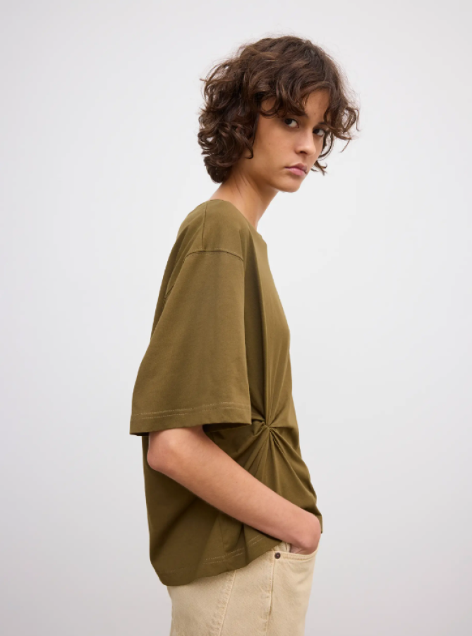 Dagmar SS2 - Knot t-shirt - Dark Olive Green