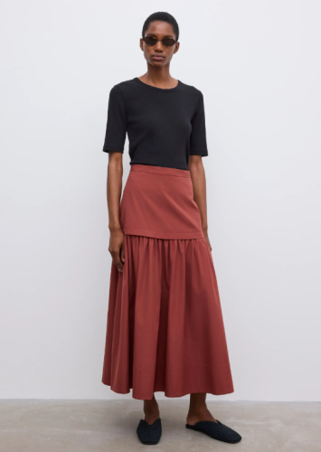 Dagmar SS26 - Cotton  maxi skirt - mahogny red