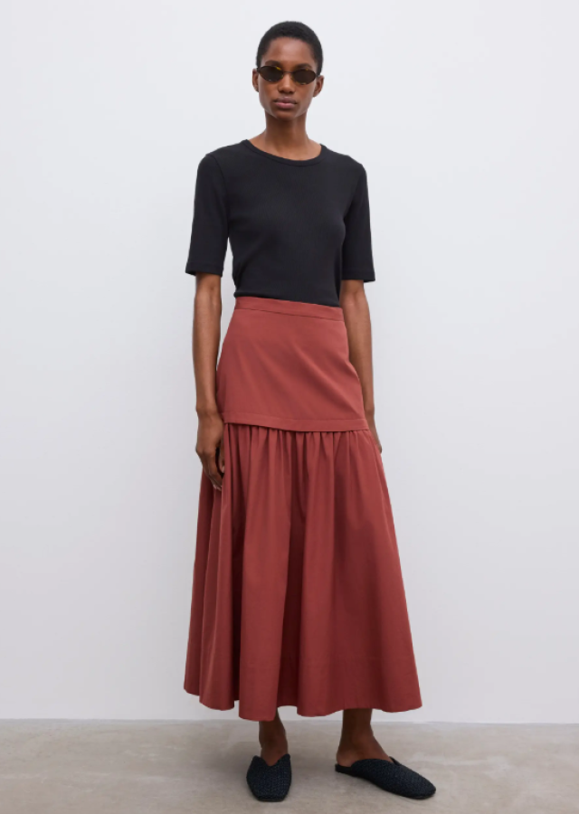 Dagmar SS26 - Cotton  maxi skirt - mahogny red