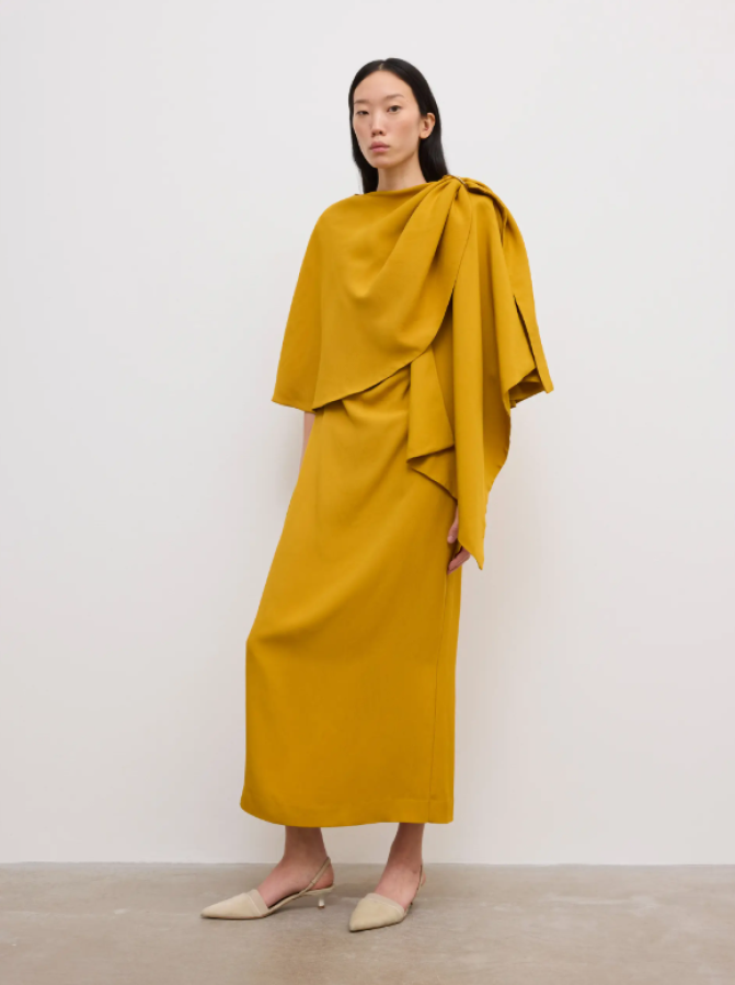 Dagmar SS26 - Draped maxi dress - Golden Yellow