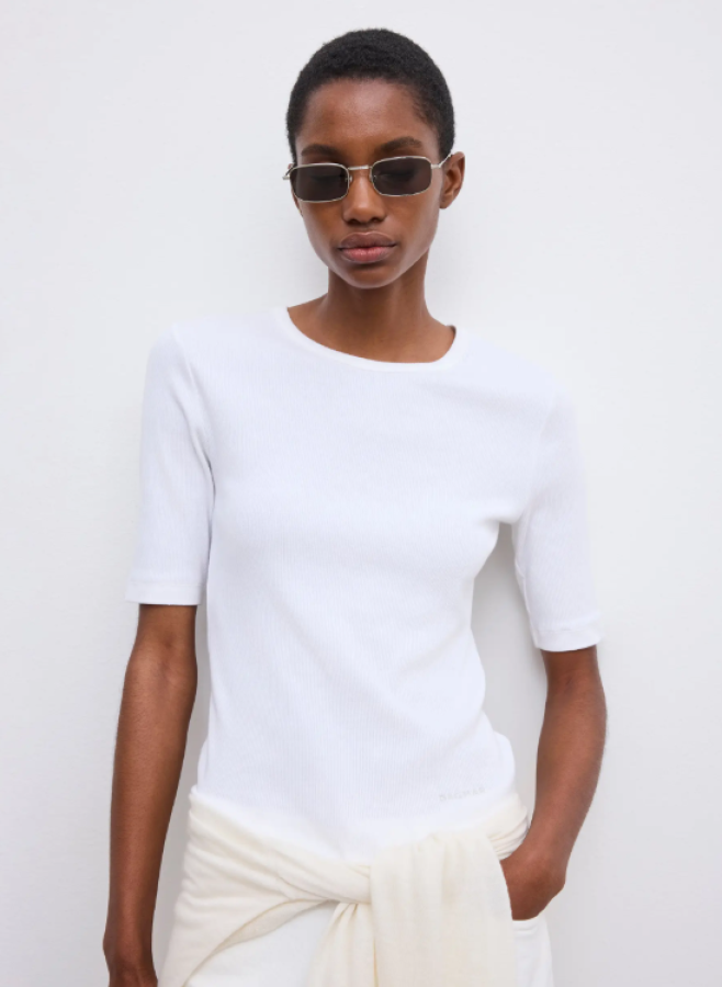 Dagmar SS26 - Fitted rib t-shirt - white