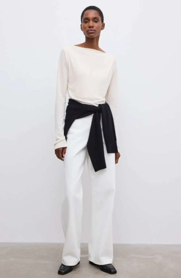 Dagmar SS26 - Ls square neck top - Cream White