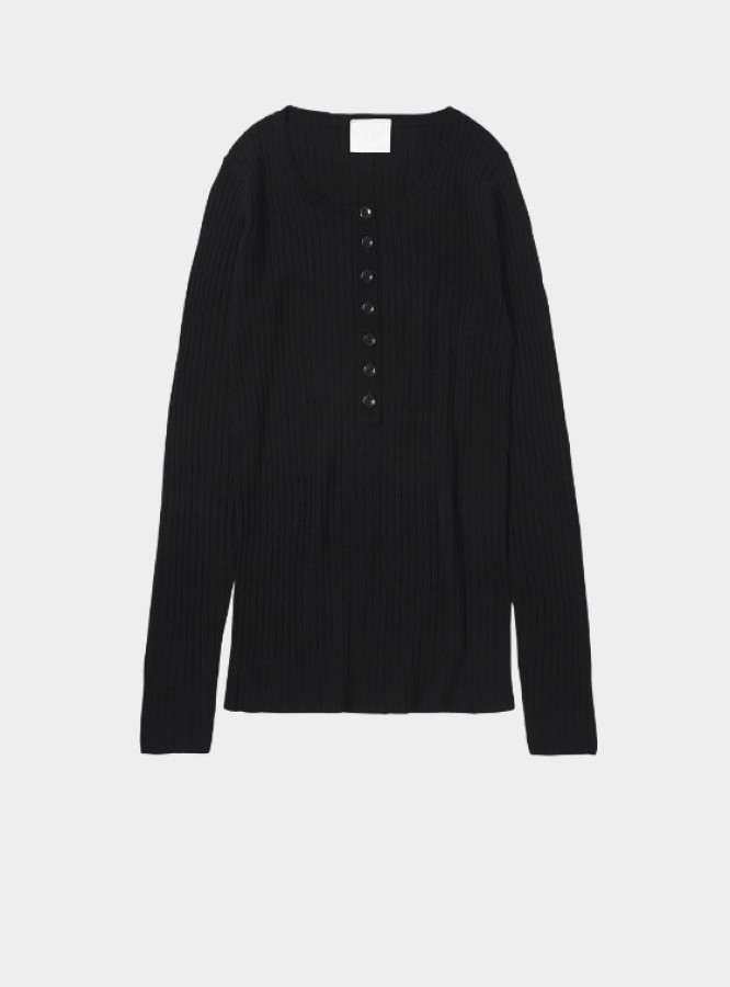 FUB AW24 - Rib Button Blouse - Black