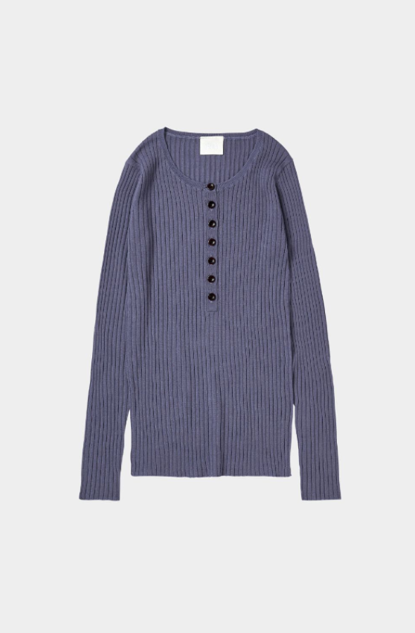 FUB AW24 - Rib Button Blouse - Dusty Violet