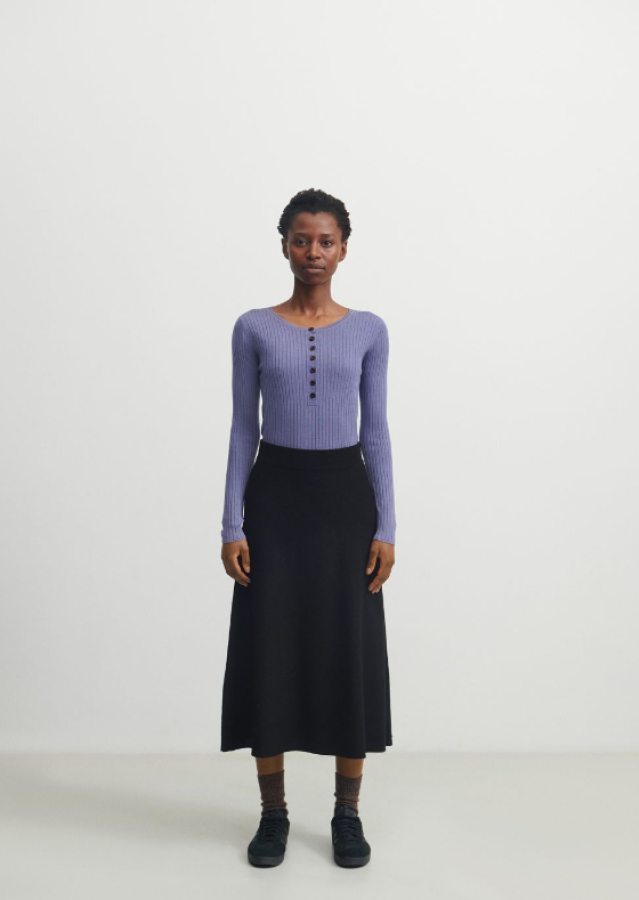 FUB AW24 - Rib Button Blouse - Dusty Violet