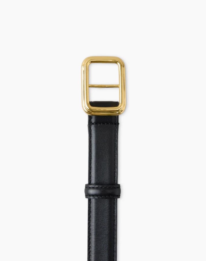 LIE STUDIO - The Georgia Wide Belt - Gold Solid Black