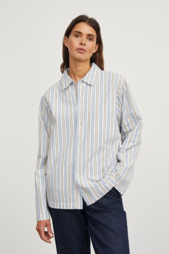Skall Studio AW23 - Unisex pyjamas shirt - Blue/Beige stripe