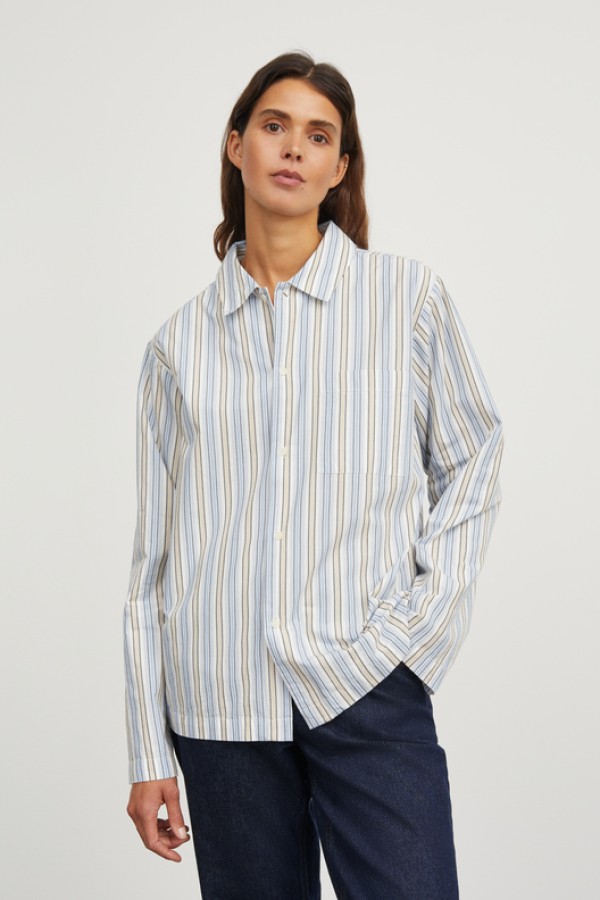 Skall Studio AW23 - Unisex pyjamas shirt - Blue/Beige stripe