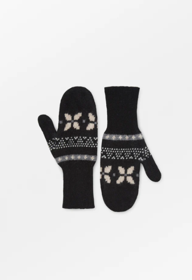 Skall Studio AW24 - Elin mittens - Black/Grey jacquard