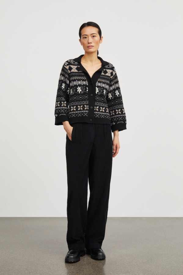 Skall Studio AW24 - Leonora cardigan - Black/Grey jacquard