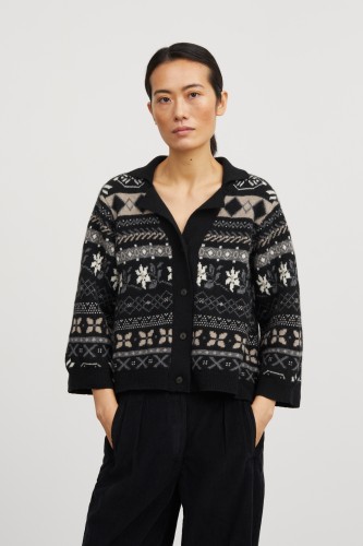 Skall Studio AW24 - Leonora cardigan - Black/Grey jacquard